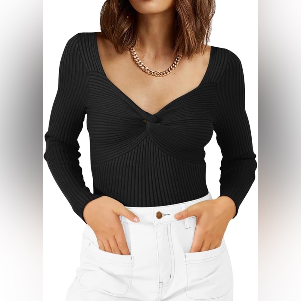 NWT Abercrombie & Fitch Twist Front Sweater Top - Black - XS